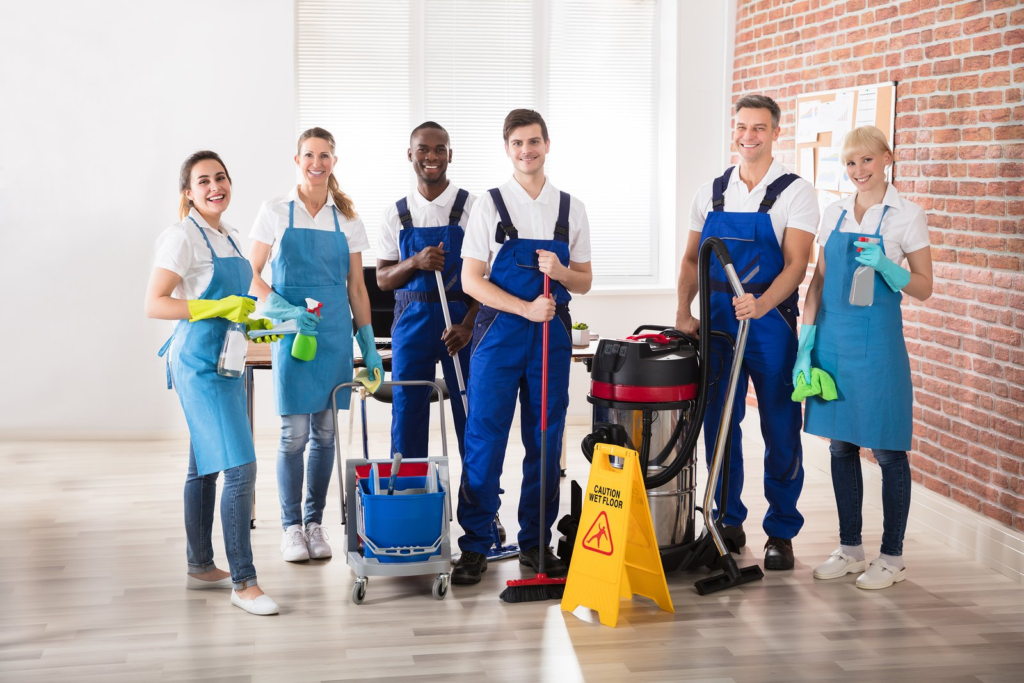 A professional cleaning crew
